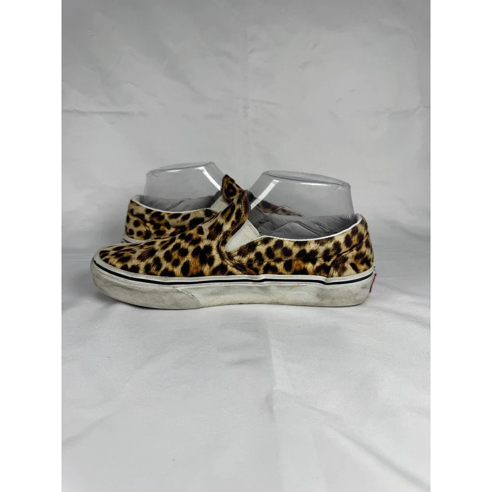 Vans Classic Slip On Unisex W7/M5.5 Sneaker Brown Leopard Athletic Skate Shoes